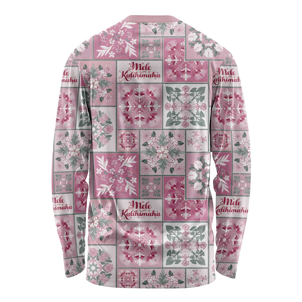 Mele Kalikimaka Hawaii Christmas Long Sleeve Shirt Akala Seamless Floral Motif LT9 - Polynesian Pride