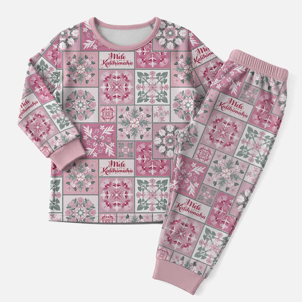 Mele Kalikimaka Hawaii Christmas Pajama Set Akala Seamless Floral Motif - Polynesian Pride