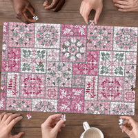 Mele Kalikimaka Hawaii Christmas Puzzle Akala Seamless Floral Motif - Polynesian Pride