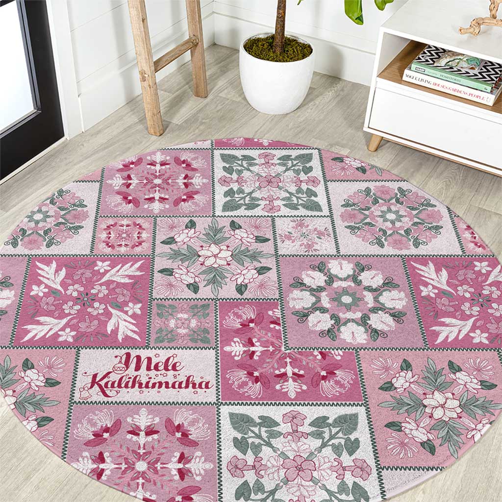 Mele Kalikimaka Hawaii Christmas Round Carpet Akala Seamless Floral Motif - Polynesian Pride