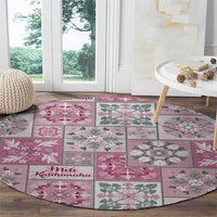 Mele Kalikimaka Hawaii Christmas Round Carpet Akala Seamless Floral Motif - Polynesian Pride