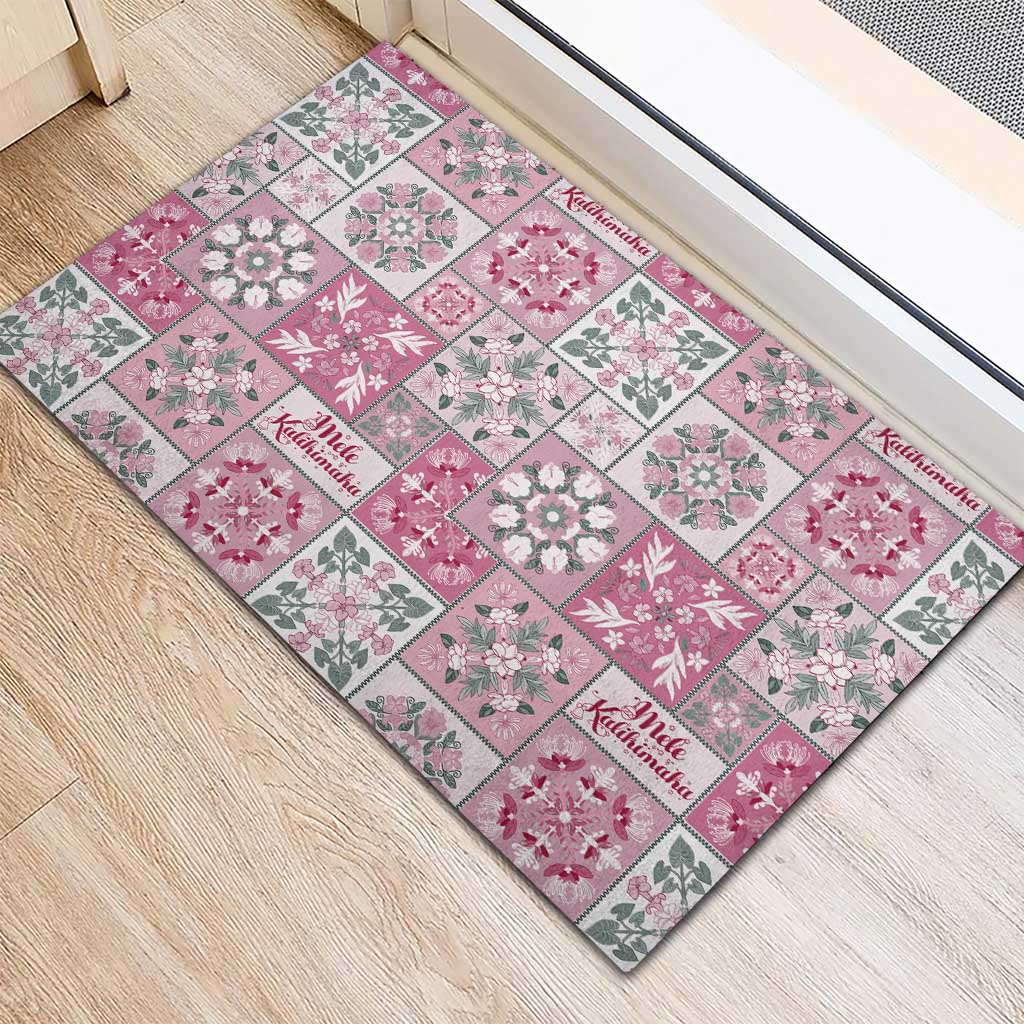 Mele Kalikimaka Hawaii Christmas Rubber Doormat Akala Seamless Floral Motif - Polynesian Pride