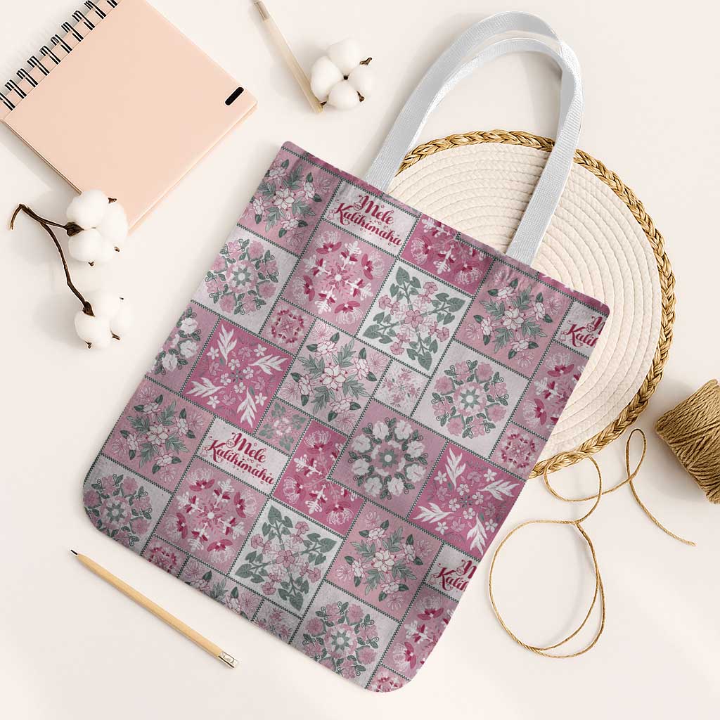 Mele Kalikimaka Hawaii Christmas Tote Bag Akala Seamless Floral Motif - Polynesian Pride