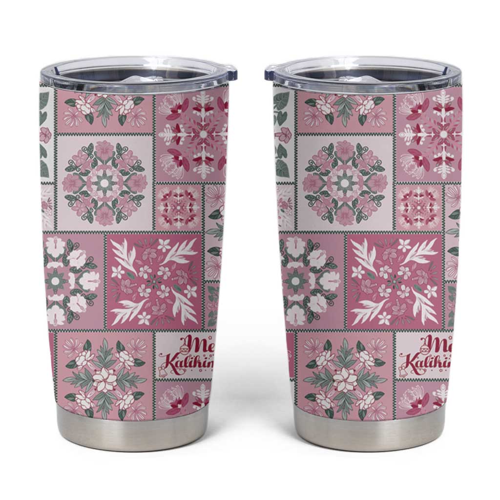 Mele Kalikimaka Hawaii Christmas Tumbler Cup Akala Seamless Floral Motif - Polynesian Pride