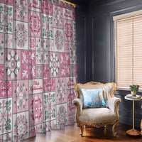 Mele Kalikimaka Hawaii Christmas Window Curtain Akala Seamless Floral Motif - Polynesian Pride