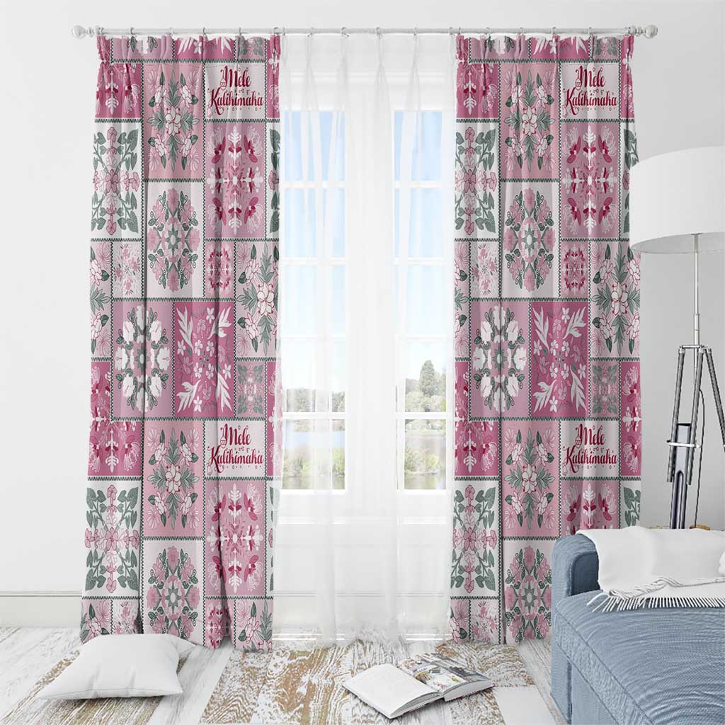 Mele Kalikimaka Hawaii Christmas Window Curtain Akala Seamless Floral Motif - Polynesian Pride