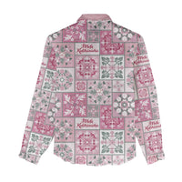 Mele Kalikimaka Hawaii Christmas Women Casual Shirt Akala Seamless Floral Motif - Polynesian Pride