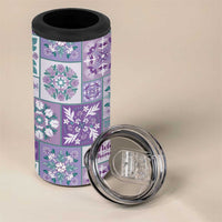 Mele Kalikimaka Hawaii Christmas 4 in 1 Can Cooler Tumbler Poni Seamless Floral Motif - Polynesian Pride