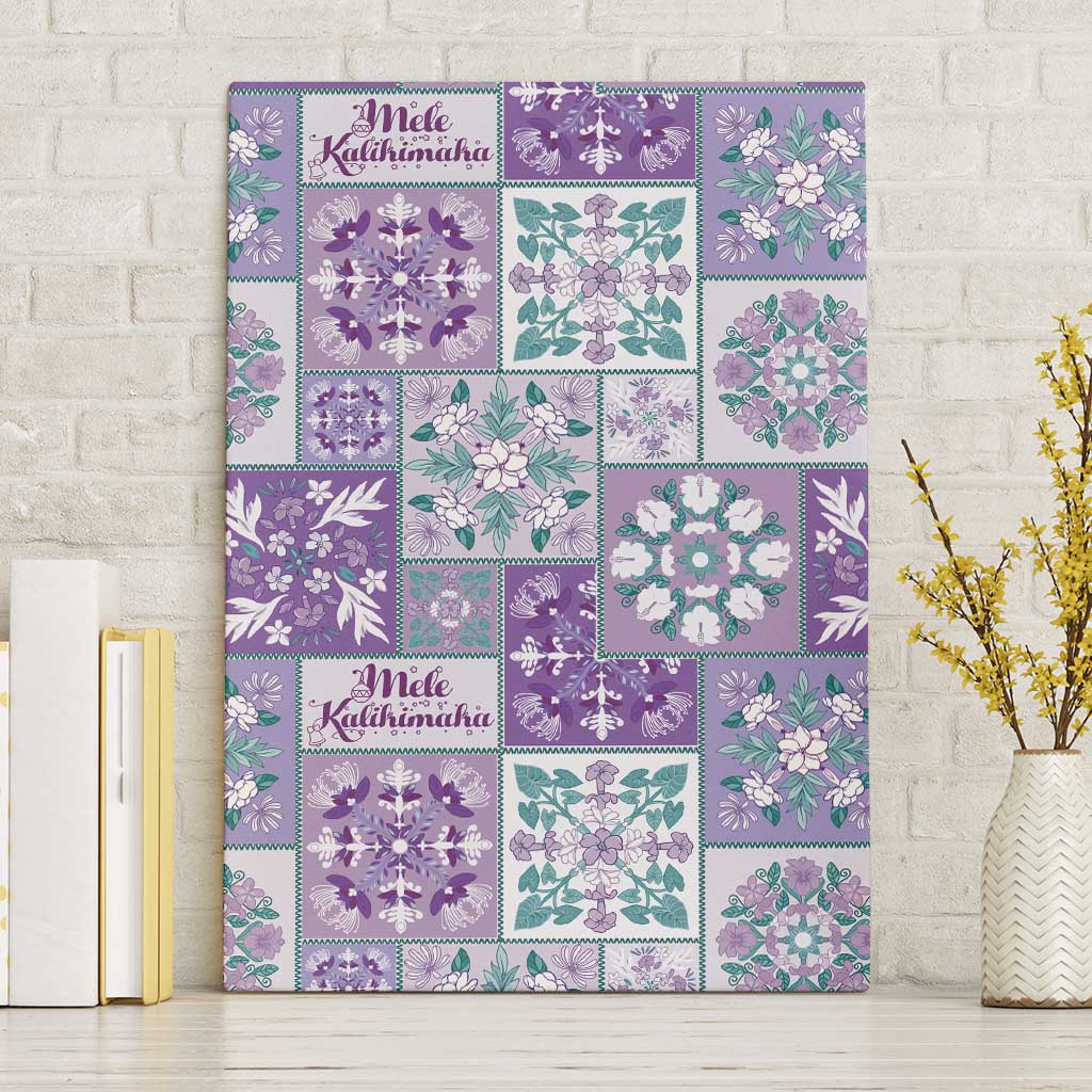 Mele Kalikimaka Hawaii Christmas Canvas Wall Art Poni Seamless Floral Motif - Polynesian Pride