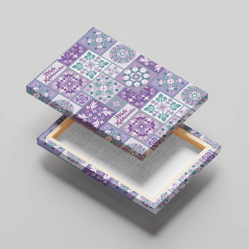 Mele Kalikimaka Hawaii Christmas Canvas Wall Art Poni Seamless Floral Motif - Polynesian Pride