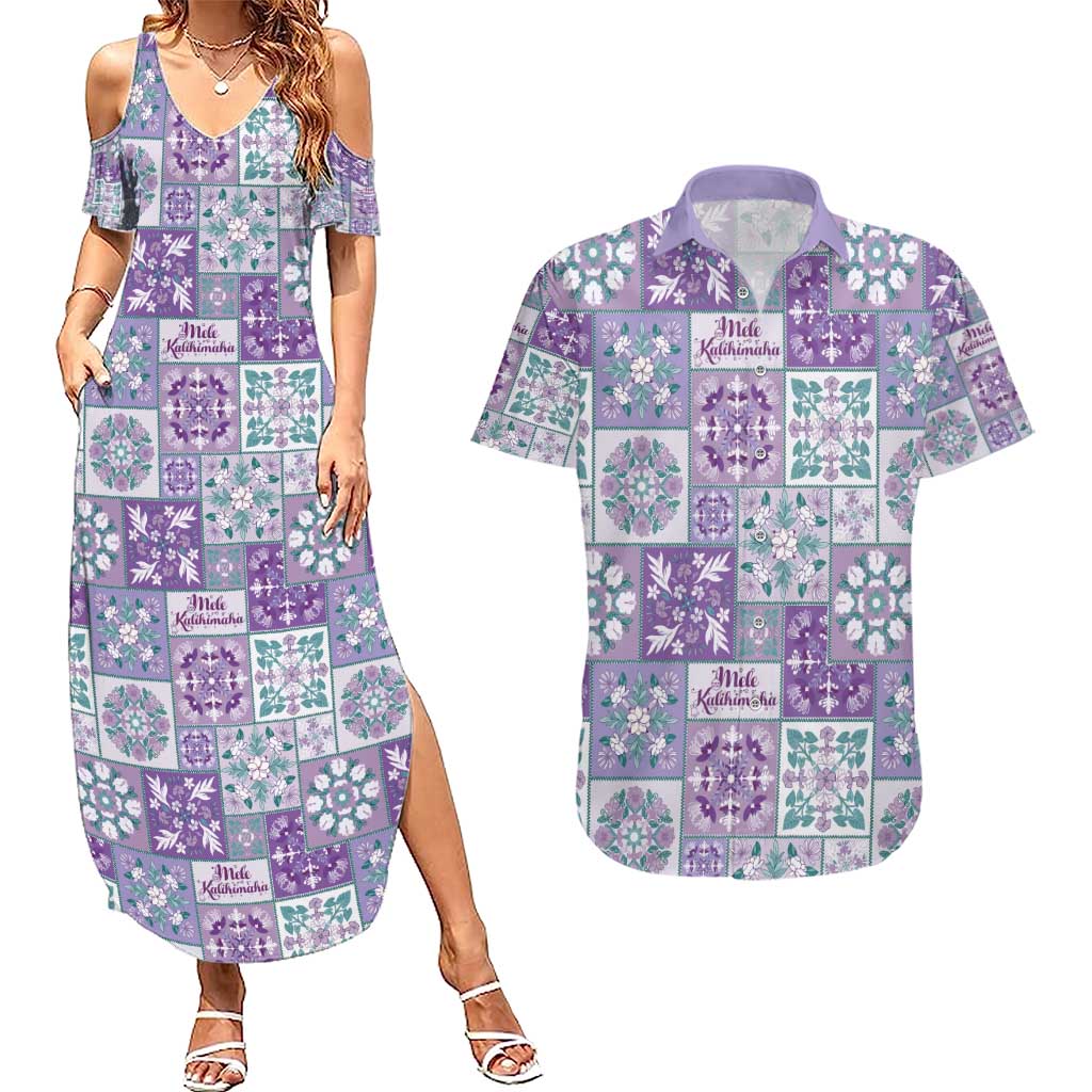 Mele Kalikimaka Hawaii Christmas Couples Matching Summer Maxi Dress and Hawaiian Shirt Poni Seamless Floral Motif - Polynesian Pride