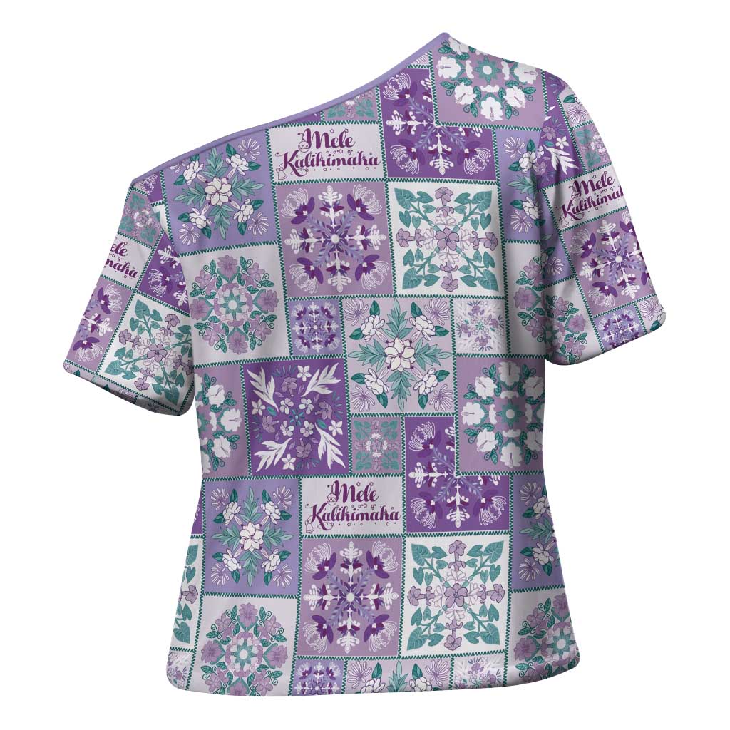Mele Kalikimaka Hawaii Christmas Cross Shoulder Shirt Poni Seamless Floral Motif - Polynesian Pride