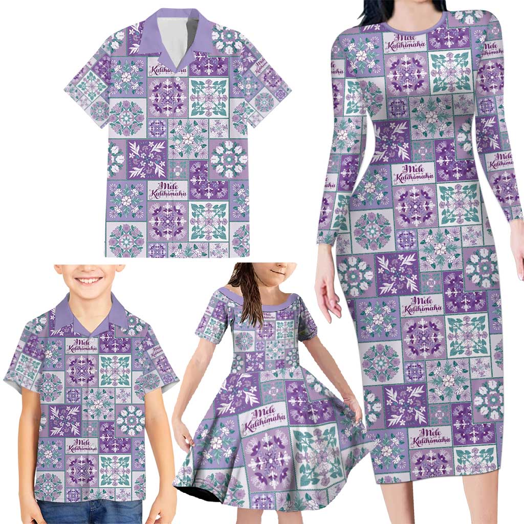 Mele Kalikimaka Hawaii Christmas Family Matching Long Sleeve Bodycon Dress and Hawaiian Shirt Poni Seamless Floral Motif - Polynesian Pride