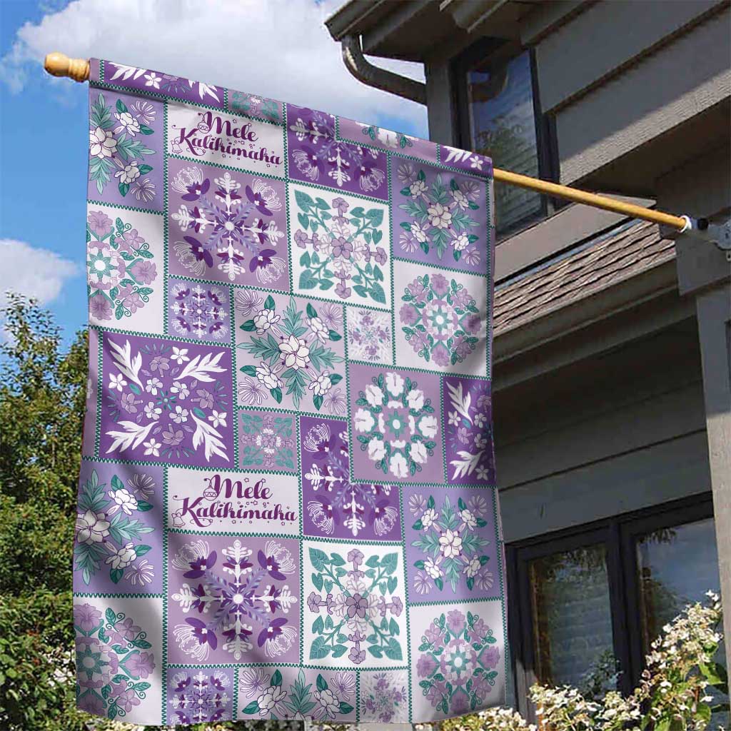 Mele Kalikimaka Hawaii Christmas Garden Flag Poni Seamless Floral Motif - Polynesian Pride