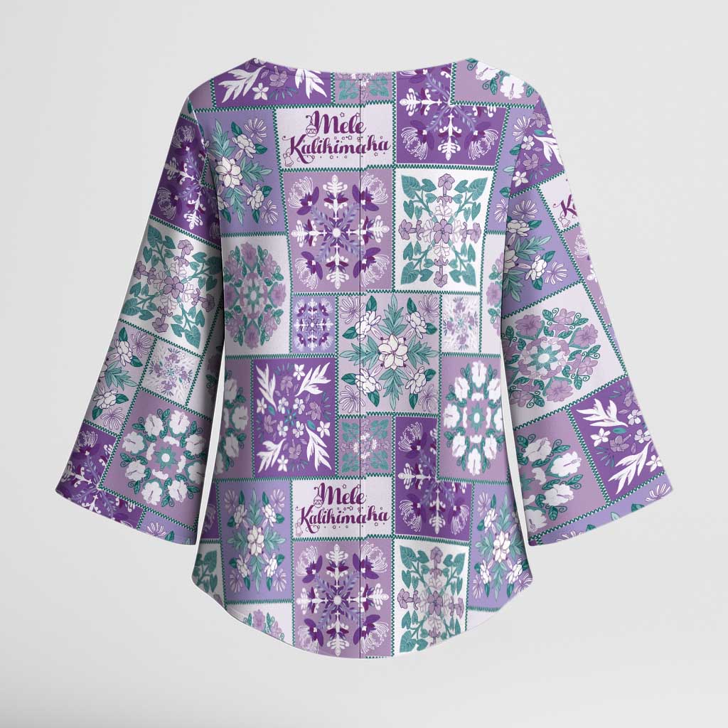 Mele Kalikimaka Hawaii Christmas Kimono Sleeve Blouse Poni Seamless Floral Motif - Polynesian Pride