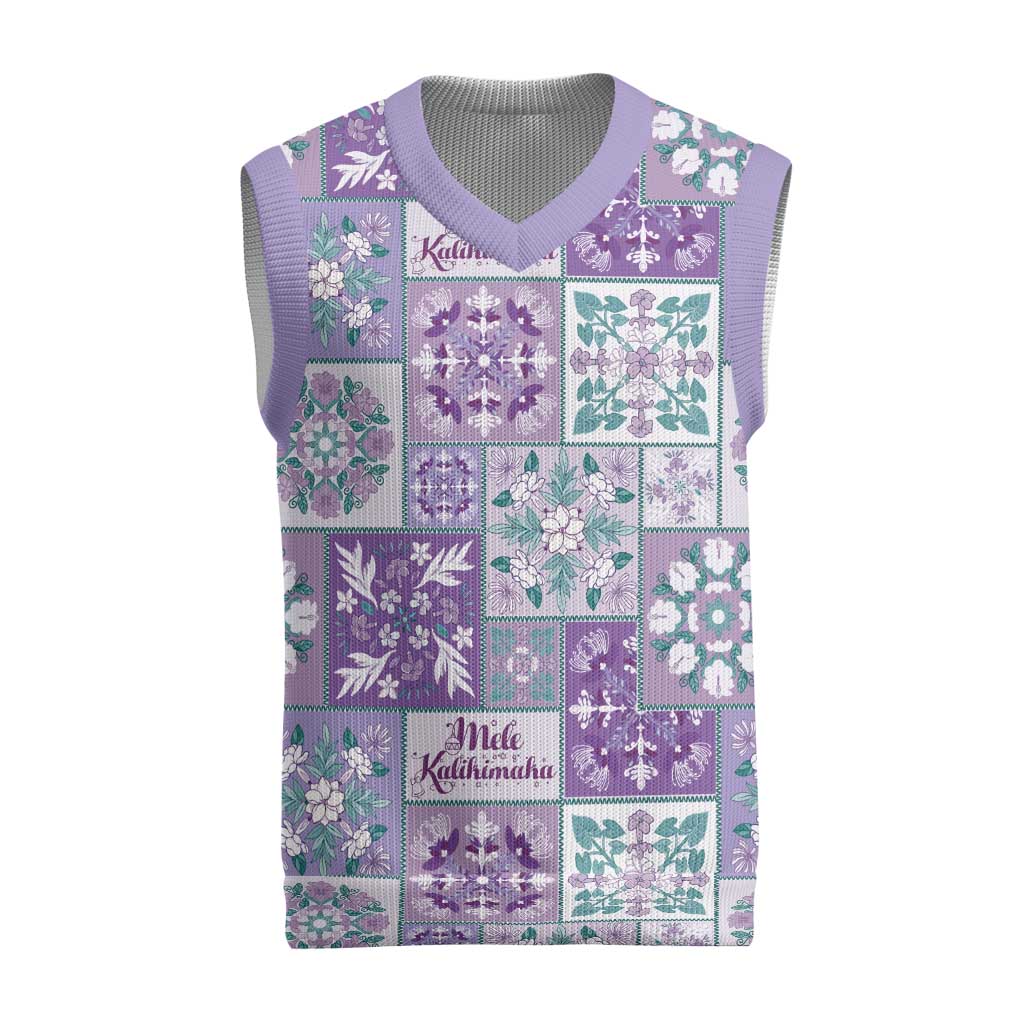 Mele Kalikimaka Hawaii Christmas Knitted V-Neck Vest Poni Seamless Floral Motif - Polynesian Pride