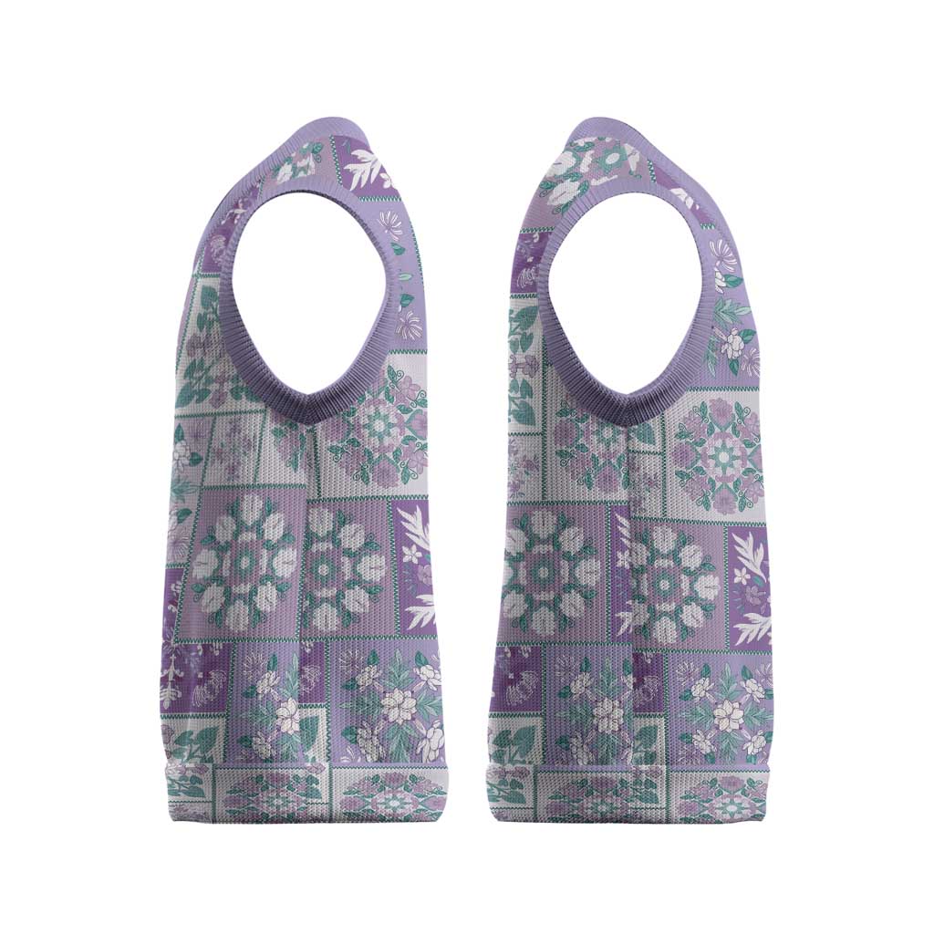 Mele Kalikimaka Hawaii Christmas Knitted V-Neck Vest Poni Seamless Floral Motif - Polynesian Pride