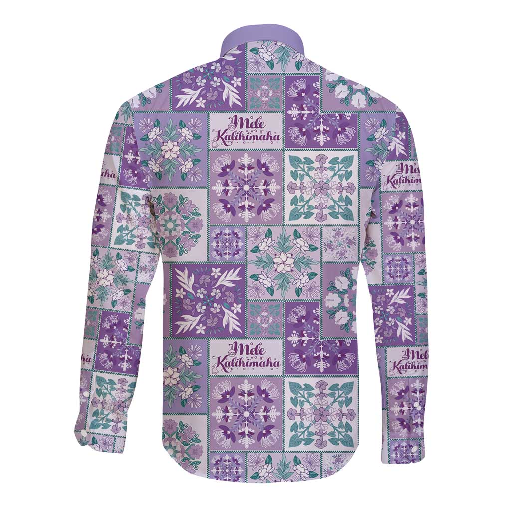 Mele Kalikimaka Hawaii Christmas Long Sleeve Button Shirt Poni Seamless Floral Motif - Polynesian Pride