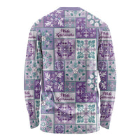 Mele Kalikimaka Hawaii Christmas Long Sleeve Shirt Poni Seamless Floral Motif - Polynesian Pride