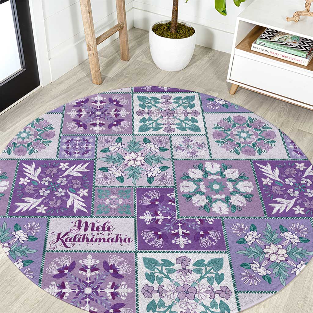 Mele Kalikimaka Hawaii Christmas Round Carpet Poni Seamless Floral Motif - Polynesian Pride