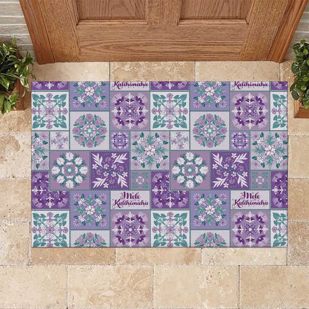 Mele Kalikimaka Hawaii Christmas Rubber Doormat Poni Seamless Floral Motif - Polynesian Pride