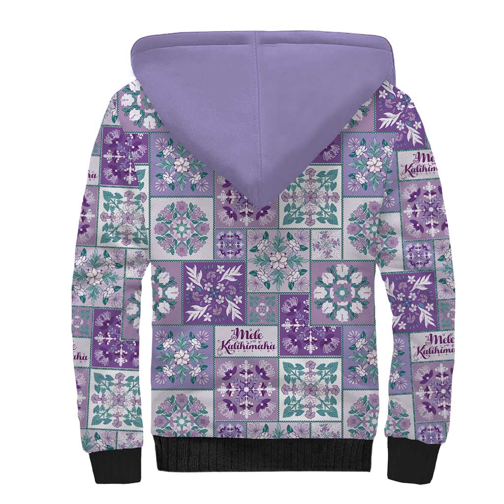 Mele Kalikimaka Hawaii Christmas Sherpa Hoodie Poni Seamless Floral Motif - Polynesian Pride