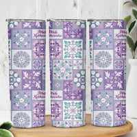 Mele Kalikimaka Hawaii Christmas Skinny Tumbler Poni Seamless Floral Motif - Polynesian Pride