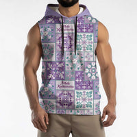 Mele Kalikimaka Hawaii Christmas Sleeveless Hoodie Poni Seamless Floral Motif - Polynesian Pride