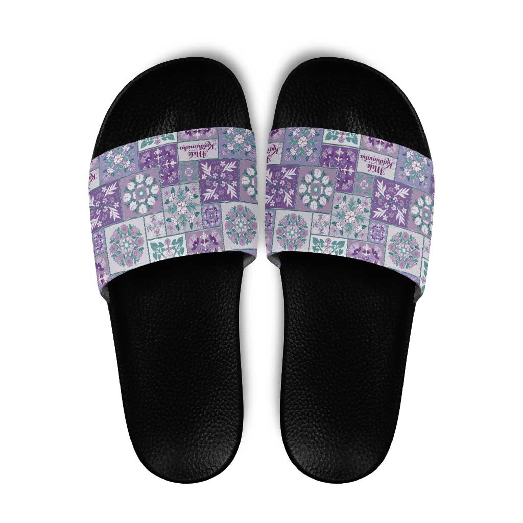 Mele Kalikimaka Hawaii Christmas Slide Sandals Poni Seamless Floral Motif - Polynesian Pride