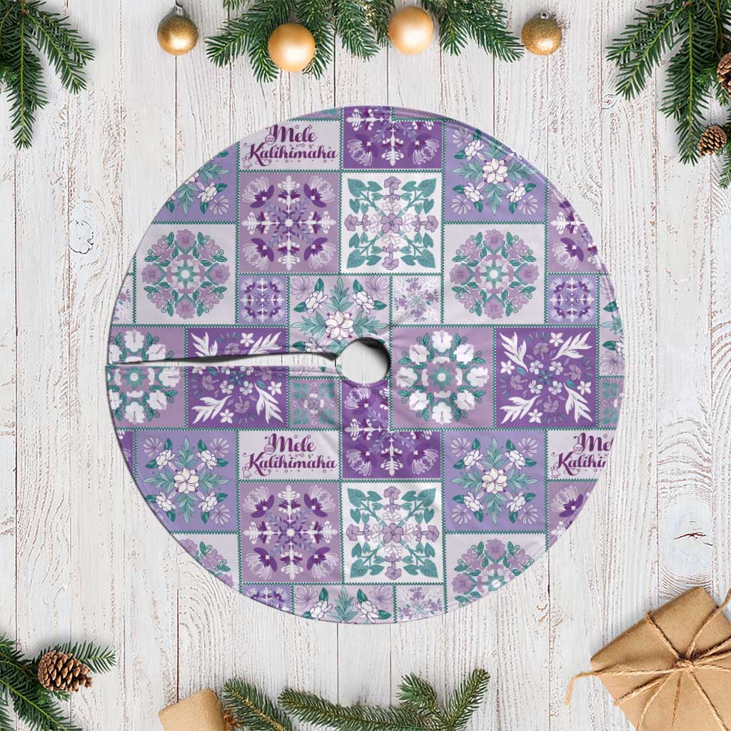 Mele Kalikimaka Hawaii Christmas Tree Skirt Poni Seamless Floral Motif - Polynesian Pride