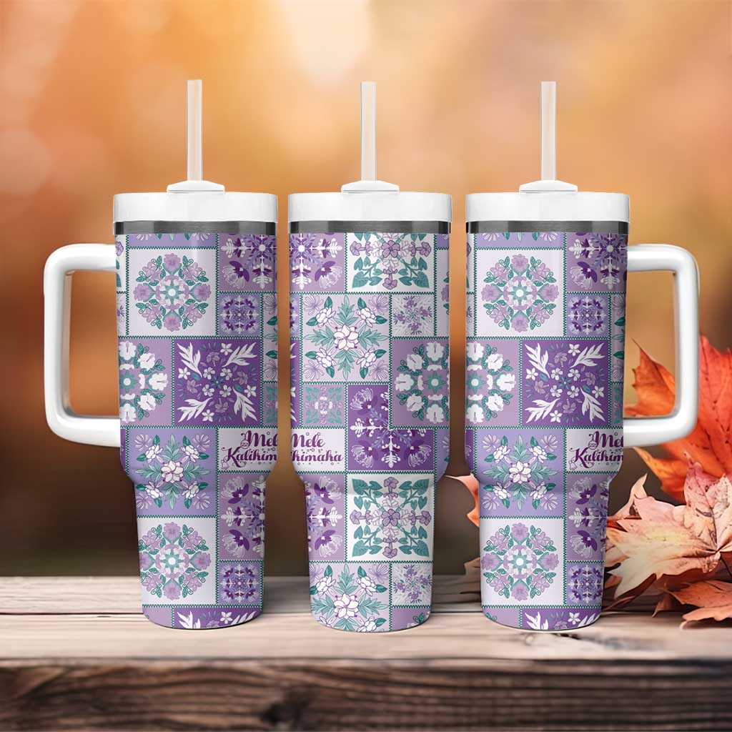 Mele Kalikimaka Hawaii Christmas Tumbler With Handle Poni Seamless Floral Motif - Polynesian Pride