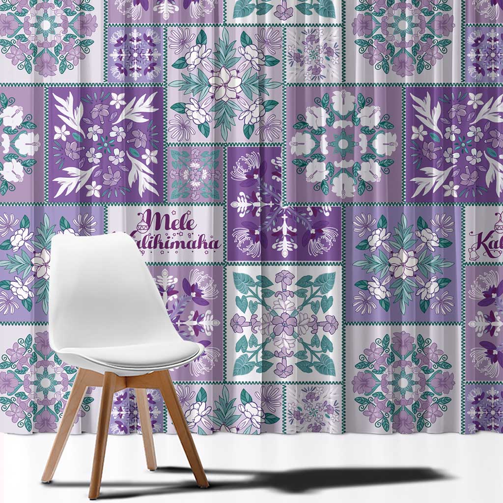 Mele Kalikimaka Hawaii Christmas Window Curtain Poni Seamless Floral Motif - Polynesian Pride