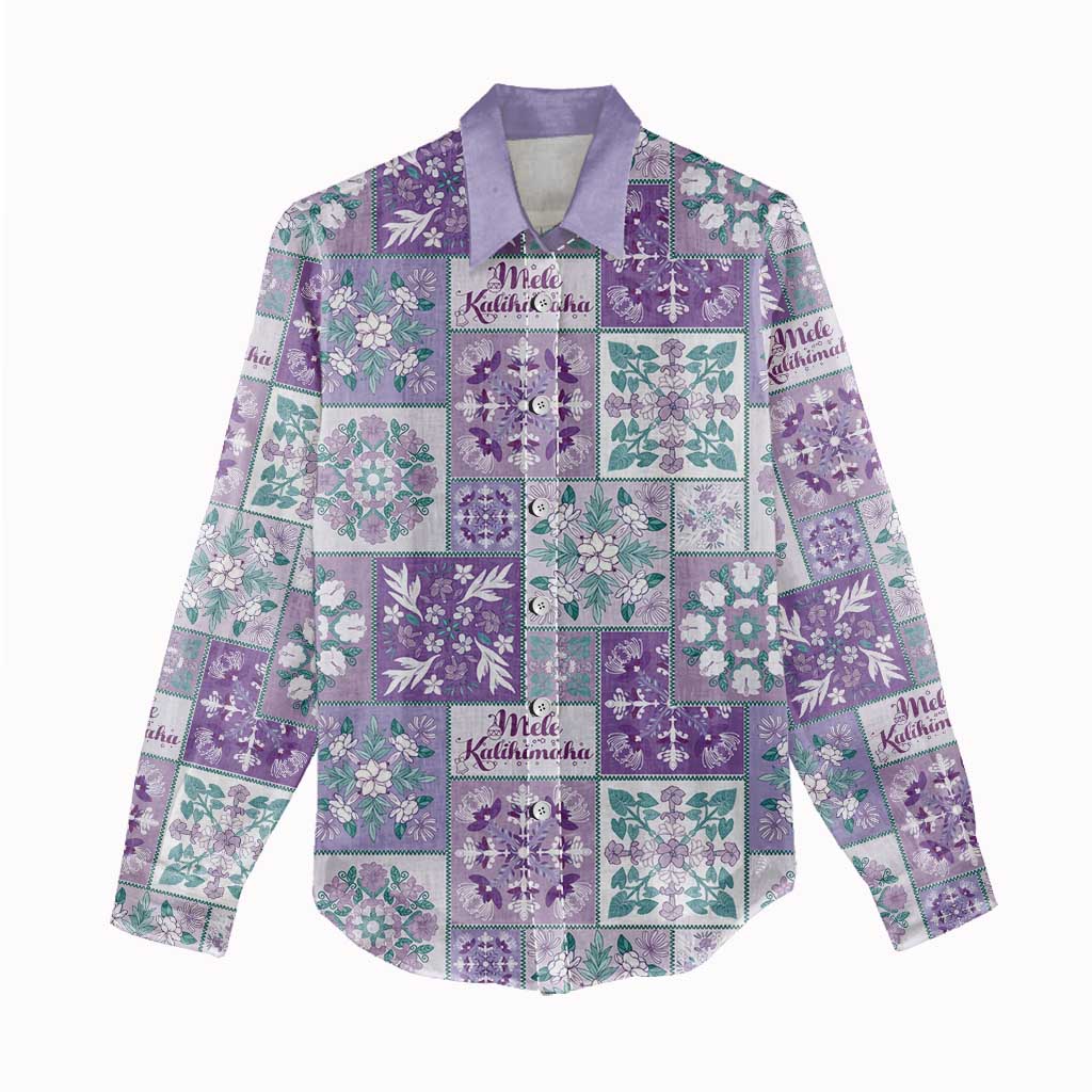 Mele Kalikimaka Hawaii Christmas Women Casual Shirt Poni Seamless Floral Motif - Polynesian Pride