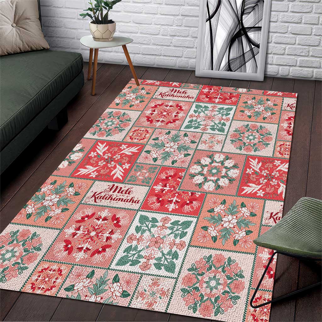 Mele Kalikimaka Hawaii Christmas Area Rug Ulaula Seamless Floral Motif - Polynesian Pride