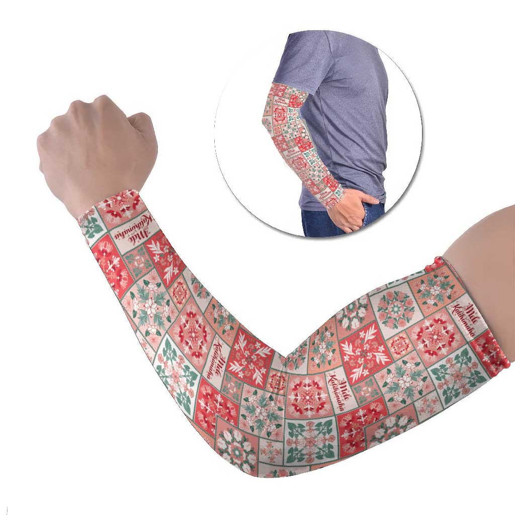 Mele Kalikimaka Hawaii Christmas Arm Sleeves Ulaula Seamless Floral Motif - Polynesian Pride