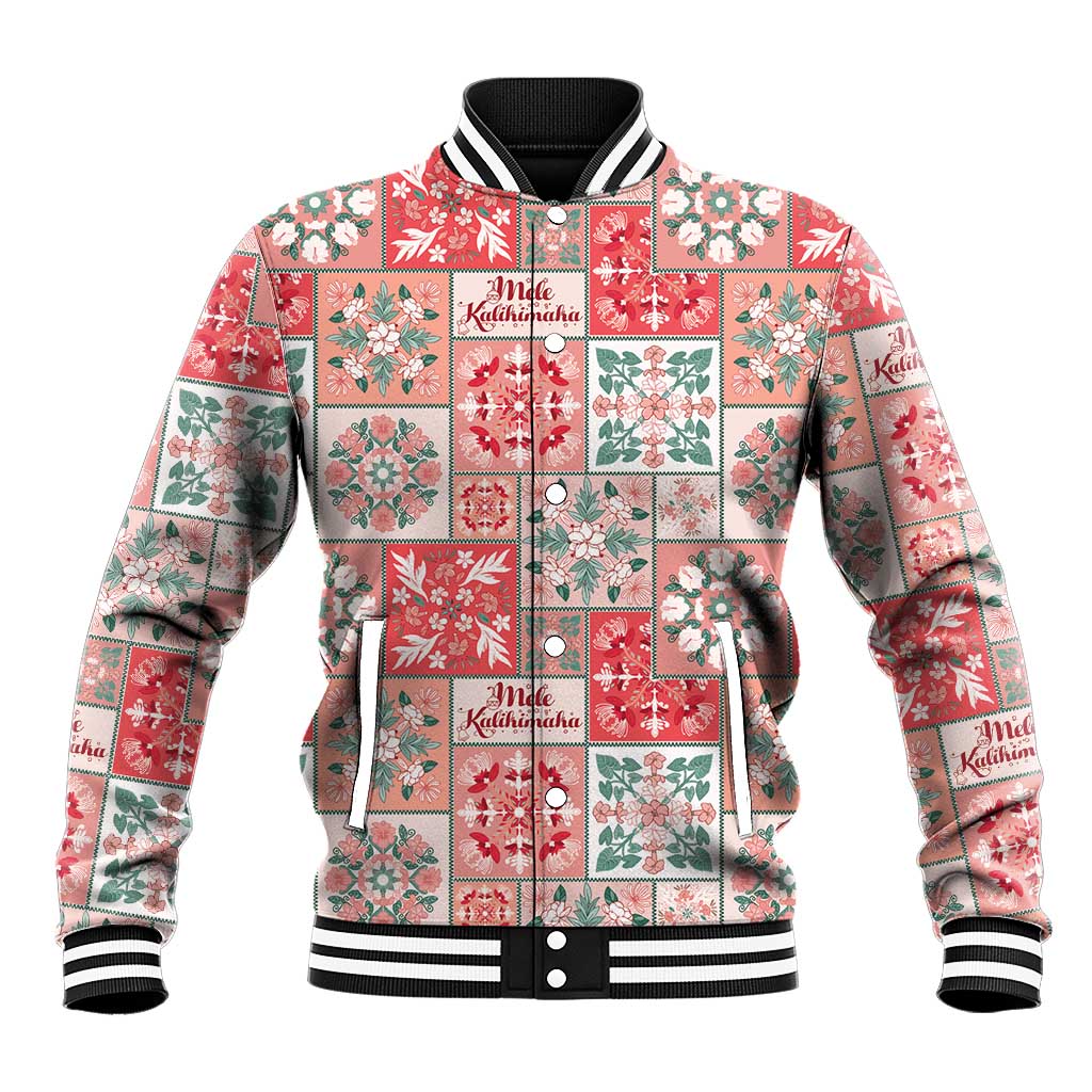Mele Kalikimaka Hawaii Christmas Baseball Jacket Ulaula Seamless Floral Motif - Polynesian Pride