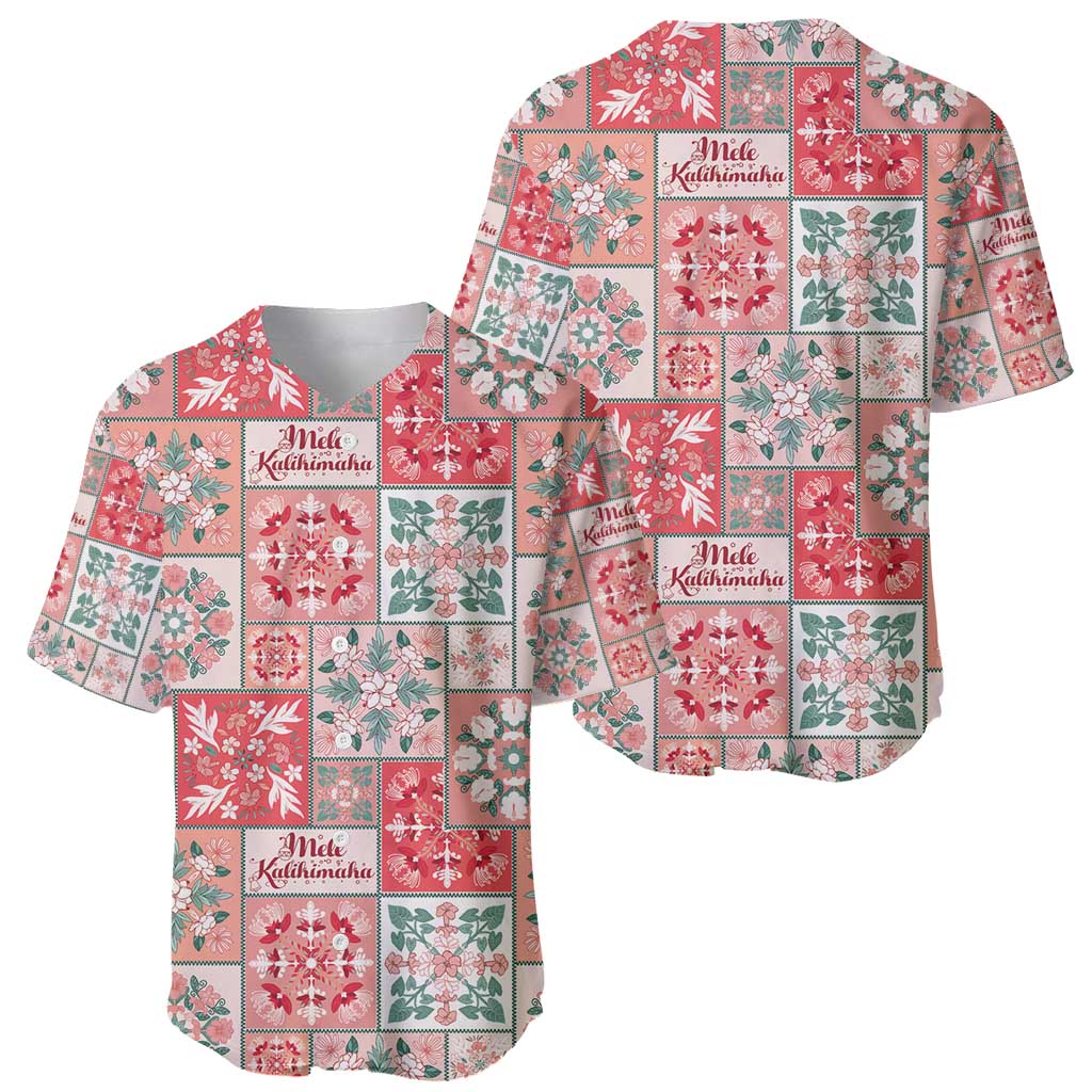 Mele Kalikimaka Hawaii Christmas Baseball Jersey Ulaula Seamless Floral Motif - Polynesian Pride