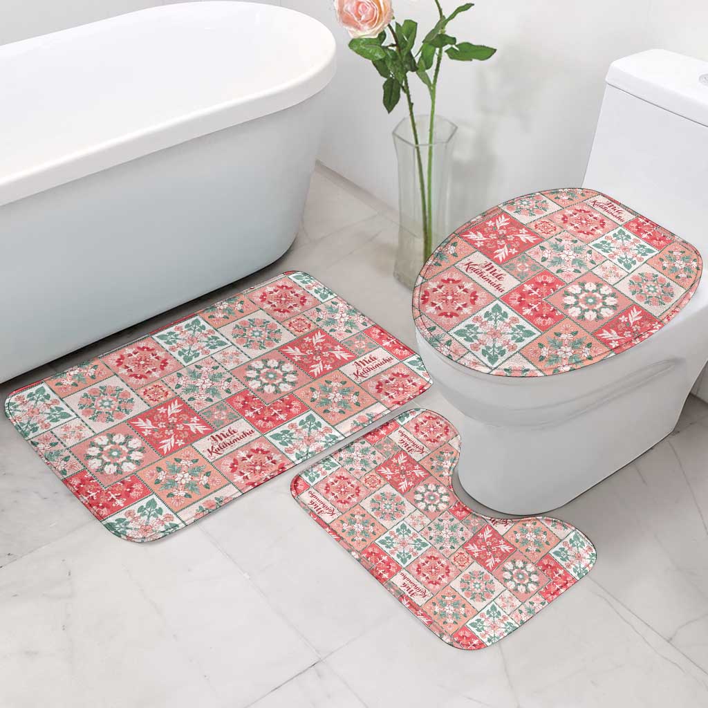 Mele Kalikimaka Hawaii Christmas Bathroom Set Ulaula Seamless Floral Motif - Polynesian Pride
