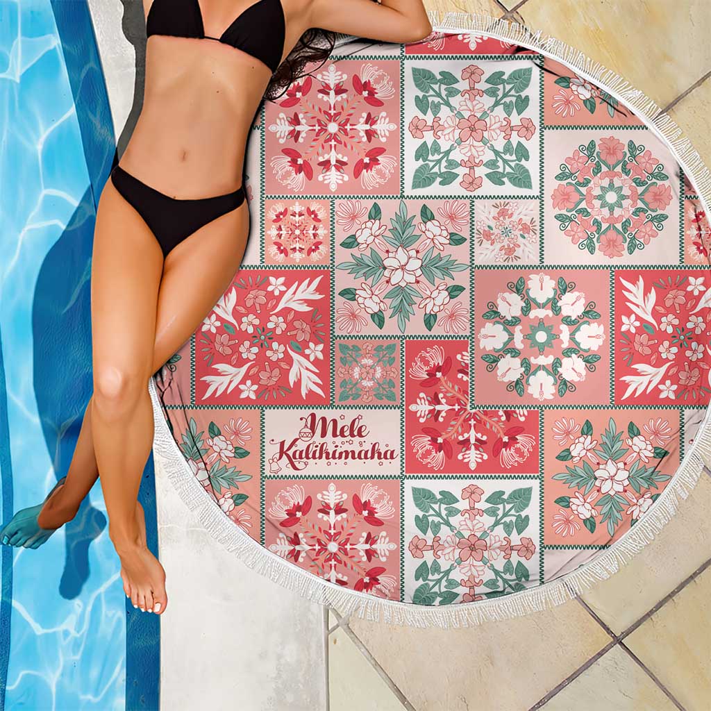 Mele Kalikimaka Hawaii Christmas Beach Blanket Ulaula Seamless Floral Motif - Polynesian Pride