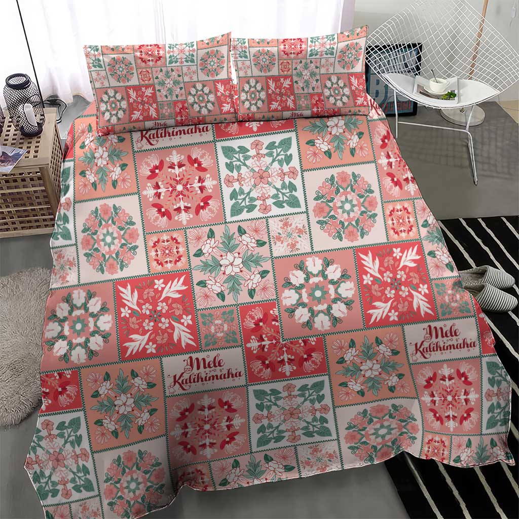 Mele Kalikimaka Hawaii Christmas Bedding Set Ulaula Seamless Floral Motif - Polynesian Pride