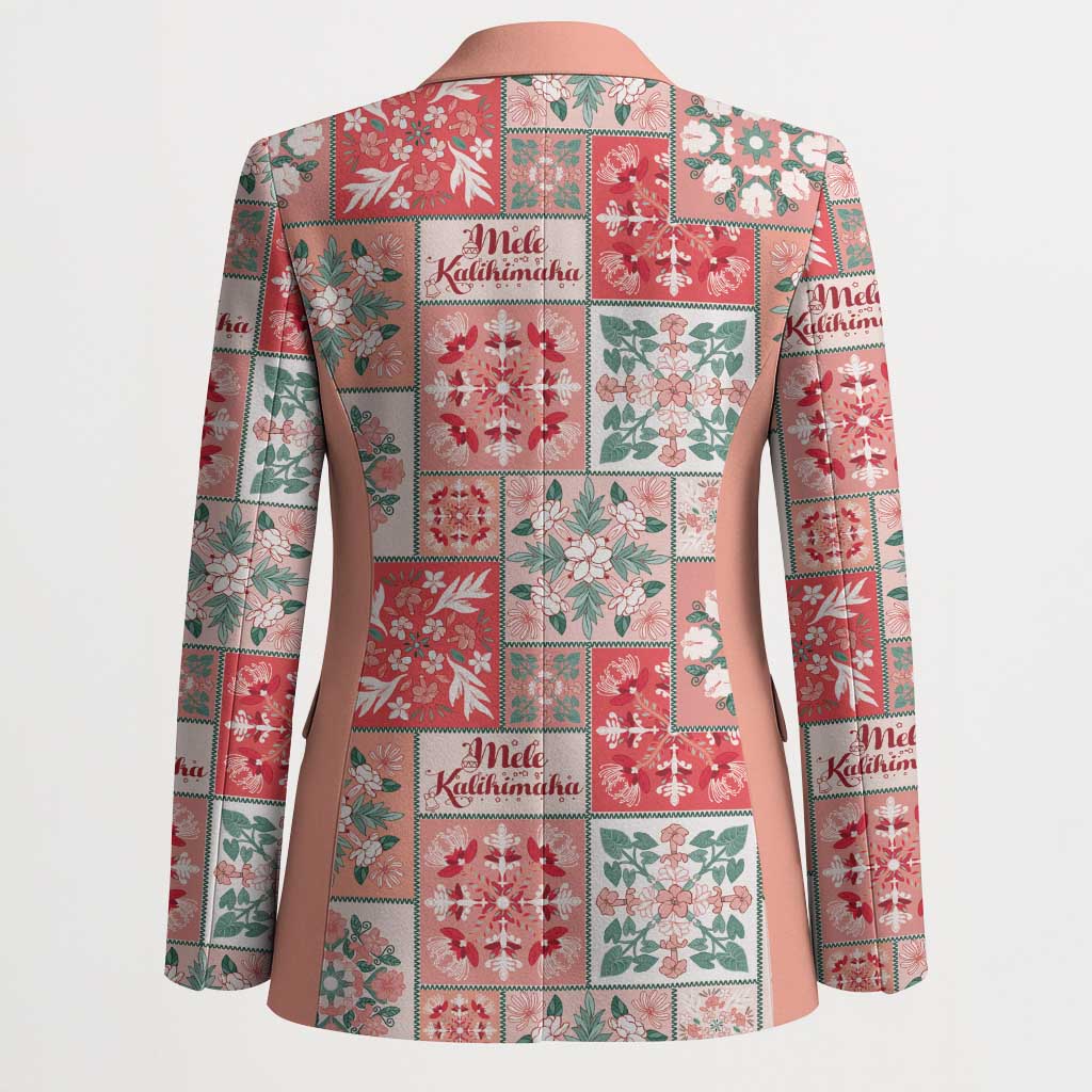 Mele Kalikimaka Hawaii Christmas Blazer Ulaula Seamless Floral Motif - Polynesian Pride