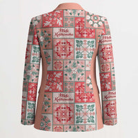 Mele Kalikimaka Hawaii Christmas Blazer Ulaula Seamless Floral Motif - Polynesian Pride