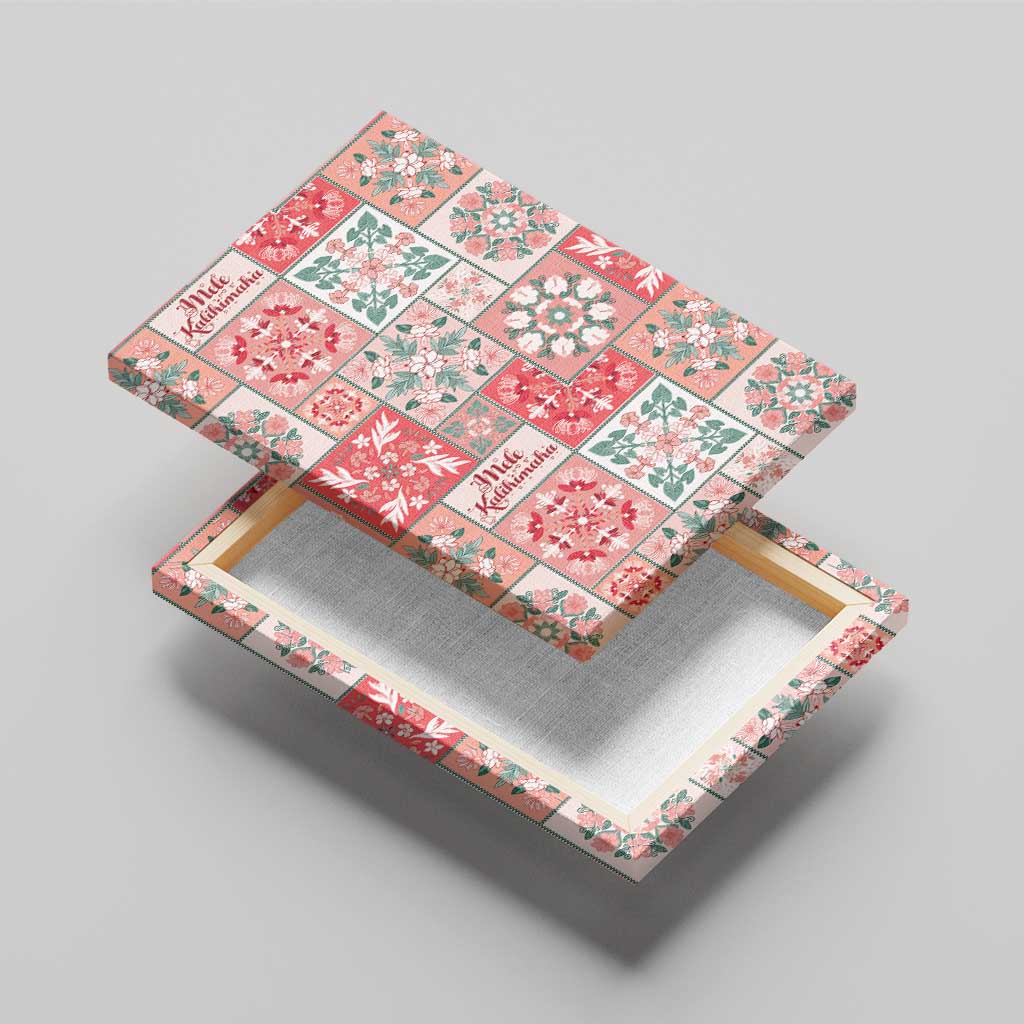 Mele Kalikimaka Hawaii Christmas Canvas Wall Art Ulaula Seamless Floral Motif - Polynesian Pride