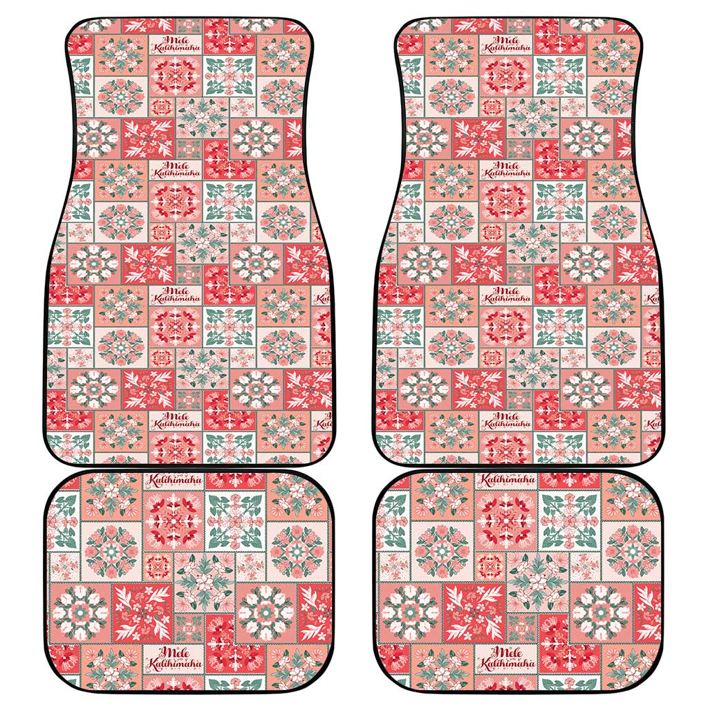Mele Kalikimaka Hawaii Christmas Car Mats Ulaula Seamless Floral Motif - Polynesian Pride