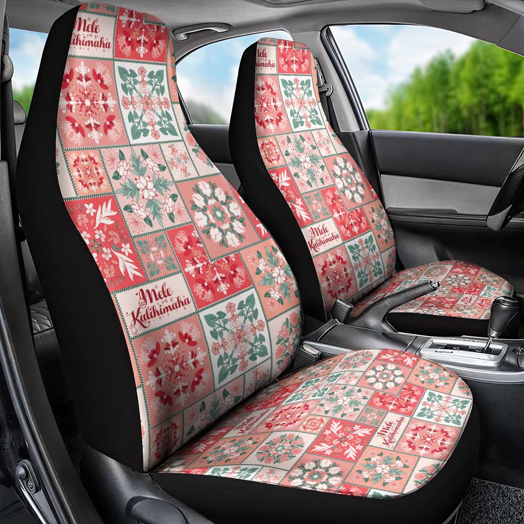 Mele Kalikimaka Hawaii Christmas Car Seat Cover Ulaula Seamless Floral Motif - Polynesian Pride