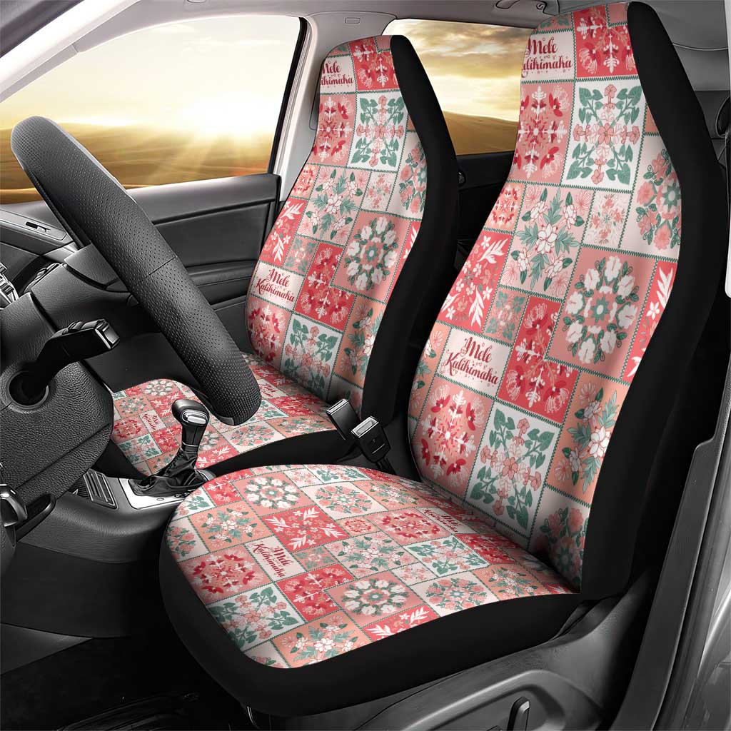 Mele Kalikimaka Hawaii Christmas Car Seat Cover Ulaula Seamless Floral Motif - Polynesian Pride
