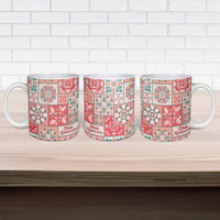 Mele Kalikimaka Hawaii Christmas Ceramic Mug Ulaula Seamless Floral Motif - Polynesian Pride