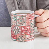 Mele Kalikimaka Hawaii Christmas Ceramic Mug Ulaula Seamless Floral Motif - Polynesian Pride