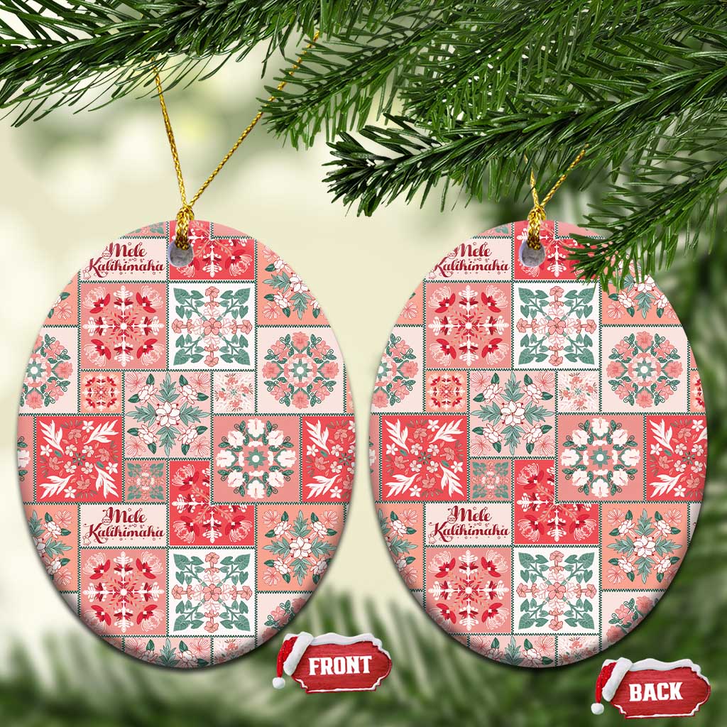 Mele Kalikimaka Hawaii Christmas Ceramic Ornament Ulaula Seamless Floral Motif - Polynesian Pride