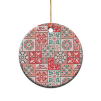 Mele Kalikimaka Hawaii Christmas Ceramic Ornament Ulaula Seamless Floral Motif - Polynesian Pride